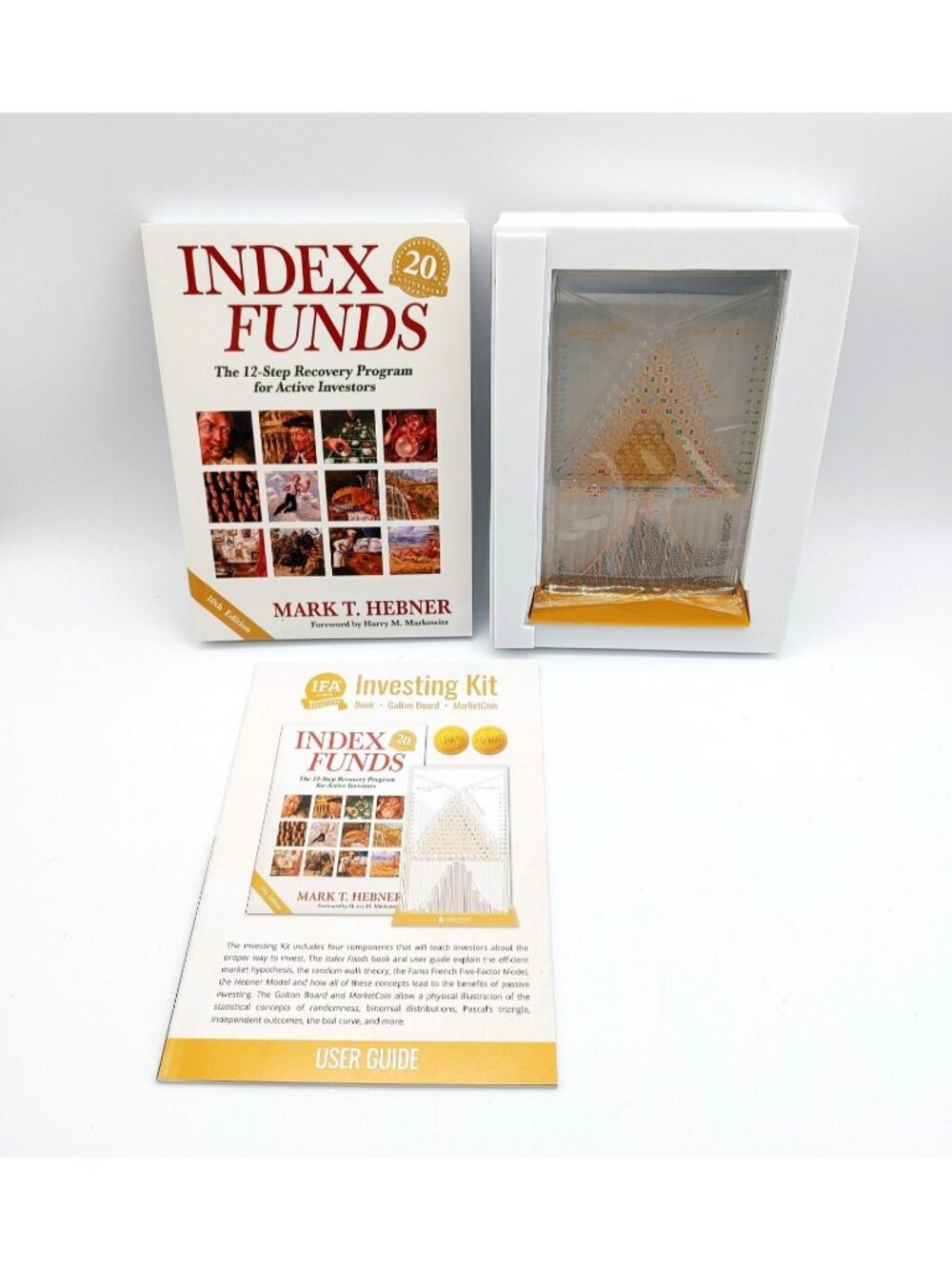 Investing Kit: Index Funds Book, Galton Board and Market Coin
